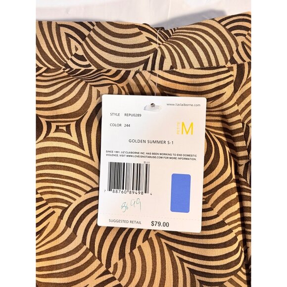 Liz Claiborne Brown & Tan Swirl Women's S/M Pet Top & Skirt Set Asymmetrical Hem - Picture 11 of 14